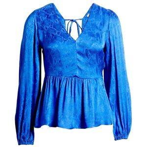 🌼TOPSHOP🌼 NWT Satin Jaquard Peplum Blouse, Size 6 (US 2/4)
